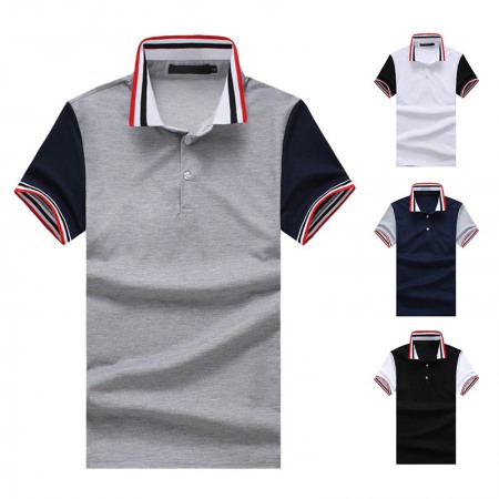 Fashion Men's Threaded Collar Short Sleeve Polo